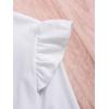 imageFloerns Girls 2 Piece Outfit Ruffle Trim Long Sleeve T Shirt and Short Skirt SetWhite Denim Blue
