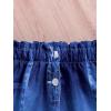 imageFloerns Girls 2 Piece Outfit Ruffle Trim Long Sleeve T Shirt and Short Skirt SetWhite Denim Blue