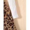 imageFloerns Girls 2 Piece Outfit Ruffle Trim Long Sleeve T Shirt and Short Skirt SetWhite Letter Leopard