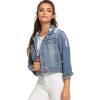 imageFloerns Womens Casual Drop Shoulder Ripped Crop Denim Jean JacketA Blue