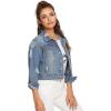 imageFloerns Womens Casual Drop Shoulder Ripped Crop Denim Jean JacketA Blue
