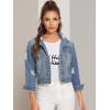 imageFloerns Womens Casual Drop Shoulder Ripped Crop Denim Jean JacketA Blue
