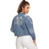 imageFloerns Womens Casual Drop Shoulder Ripped Crop Denim Jean JacketA Blue