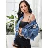 imageFloerns Womens Casual Drop Shoulder Ripped Crop Denim Jean JacketBlue a