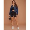 imageFloerns Womens Casual Drop Shoulder Ripped Crop Denim Jean JacketDark Blue With Pocket