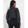 imageFloerns Womens Casual Drop Shoulder Ripped Crop Denim Jean JacketDark Grey