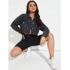 imageFloerns Womens Casual Drop Shoulder Ripped Crop Denim Jean JacketDark Grey