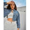 imageFloerns Womens Casual Drop Shoulder Ripped Crop Denim Jean JacketDeep Blue