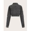 imageFloerns Womens Casual Drop Shoulder Ripped Crop Denim Jean JacketSmock Grey