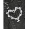 imageFloerns Womens Casual Drop Shoulder Ripped Crop Denim Jean JacketSmock Grey