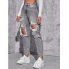 imageFloerns Womens High Waist Boyfriend Straight Leg Ripped Jeans Distressed Denim Pants GreyGrey