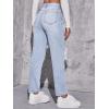 imageFloerns Womens High Waist Boyfriend Straight Leg Ripped Jeans Distressed Denim Pants GreyIce Blue