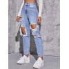 imageFloerns Womens High Waist Boyfriend Straight Leg Ripped Jeans Distressed Denim Pants GreyLight Blue
