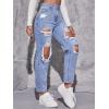 imageFloerns Womens High Waist Boyfriend Straight Leg Ripped Jeans Distressed Denim Pants GreyLight Blue