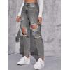 imageFloerns Womens High Waist Boyfriend Straight Leg Ripped Jeans Distressed Denim Pants GreyLight Grey Black