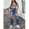 imageFloerns Womens High Waist Boyfriend Straight Leg Ripped Jeans Distressed Denim Pants GreyWater Blue