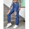 imageFloerns Womens High Waist Boyfriend Straight Leg Ripped Jeans Distressed Denim Pants GreyWater Blue