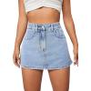 imageFloerns Womens High Waist Zipper Button Denim Shorts Jean Skort with PocketsLight Wash