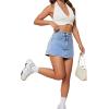 imageFloerns Womens High Waist Zipper Button Denim Shorts Jean Skort with PocketsLight Wash