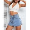 imageFloerns Womens High Waist Zipper Button Denim Shorts Jean Skort with PocketsPale Blue
