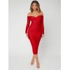 imageFloerns Womens Off Shoulder Long Sleeve Wrap Party Club Bodycon Long DressAgate Red