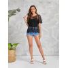imageFloerns Womens Plus Size Sheer Mesh Short Sleeve Crop Top T Shirt without BraBlack Dull