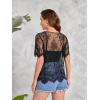 imageFloerns Womens Plus Size Sheer Mesh Short Sleeve Crop Top T Shirt without BraBlack Dull
