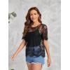 imageFloerns Womens Plus Size Sheer Mesh Short Sleeve Crop Top T Shirt without BraBlack Dull
