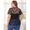imageFloerns Womens Plus Size Sheer Mesh Short Sleeve Crop Top T Shirt without BraBlack Plain