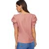 imageFloerns Womens Round Neck Short Puff Sleeve Keyhole Back Blouse TopsB Pink