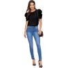 imageFloerns Womens Round Neck Short Puff Sleeve Keyhole Back Blouse TopsBlack a