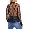 imageFloerns Womens Sheer Lace Button Down Long Sleeve Floral Blouse Shirt TopsBlack