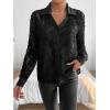 imageFloerns Womens Sheer Lace Button Down Long Sleeve Floral Blouse Shirt TopsJet Black