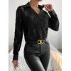 imageFloerns Womens Sheer Lace Button Down Long Sleeve Floral Blouse Shirt TopsJet Black