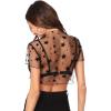 imageFloerns Womens Sheer See Through Mock Neck Star Pattern Mesh Blouse Tops without BraA Black