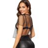 imageFloerns Womens Sheer See Through Mock Neck Star Pattern Mesh Blouse Tops without BraBlack Dots