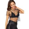 imageFloerns Womens Sheer See Through Mock Neck Star Pattern Mesh Blouse Tops without BraBlack Dots