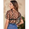 imageFloerns Womens Sheer See Through Mock Neck Star Pattern Mesh Blouse Tops without BraBlack Flower