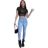 imageFloerns Womens Sheer See Through Mock Neck Star Pattern Mesh Blouse Tops without BraBlack Galaxy