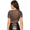 imageFloerns Womens Sheer See Through Mock Neck Star Pattern Mesh Blouse Tops without BraBlack Gilter