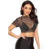 imageFloerns Womens Sheer See Through Mock Neck Star Pattern Mesh Blouse Tops without BraBlack Gilter