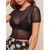 imageFloerns Womens Sheer See Through Mock Neck Star Pattern Mesh Blouse Tops without BraBlack Sheer