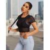 imageFloerns Womens Sheer See Through Mock Neck Star Pattern Mesh Blouse Tops without BraDark Black