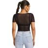 imageFloerns Womens Sheer See Through Mock Neck Star Pattern Mesh Blouse Tops without BraDark Black