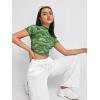imageFloerns Womens Sheer See Through Mock Neck Star Pattern Mesh Blouse Tops without BraGreen Marble