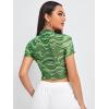 imageFloerns Womens Sheer See Through Mock Neck Star Pattern Mesh Blouse Tops without BraGreen Marble