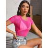 imageFloerns Womens Sheer See Through Mock Neck Star Pattern Mesh Blouse Tops without BraHot Pink