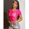imageFloerns Womens Sheer See Through Mock Neck Star Pattern Mesh Blouse Tops without BraHot Pink