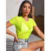imageFloerns Womens Sheer See Through Mock Neck Star Pattern Mesh Blouse Tops without BraLime Green