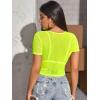 imageFloerns Womens Sheer See Through Mock Neck Star Pattern Mesh Blouse Tops without BraLime Green